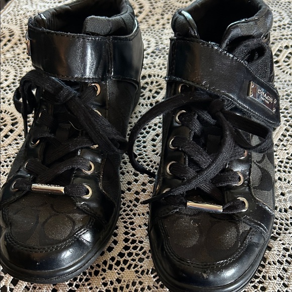 Coach Shoes - Coach Black Sneakers with Silver Logo